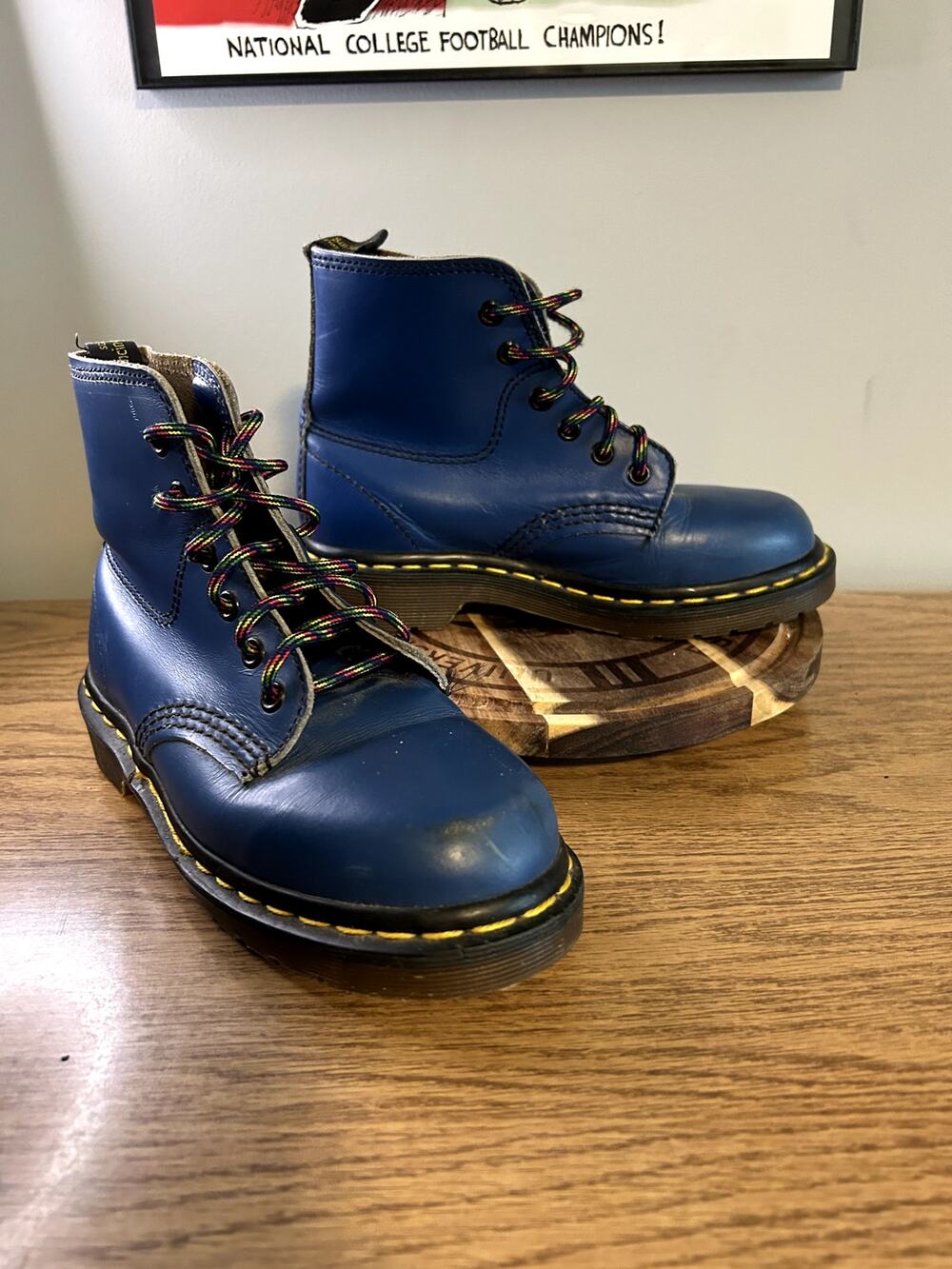 Dr Martens 1460J Bright Blue Rainbow Laces kids size 2